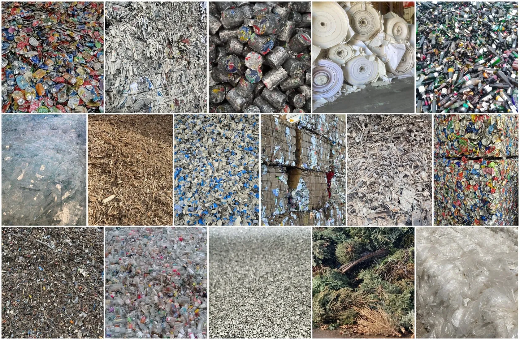 Mosaïque des matières valorisées par Valo-Solutions
